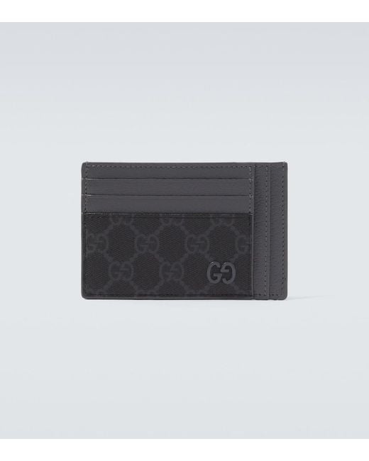 Gucci Black Gg Canvas And Leather Card Holder for men