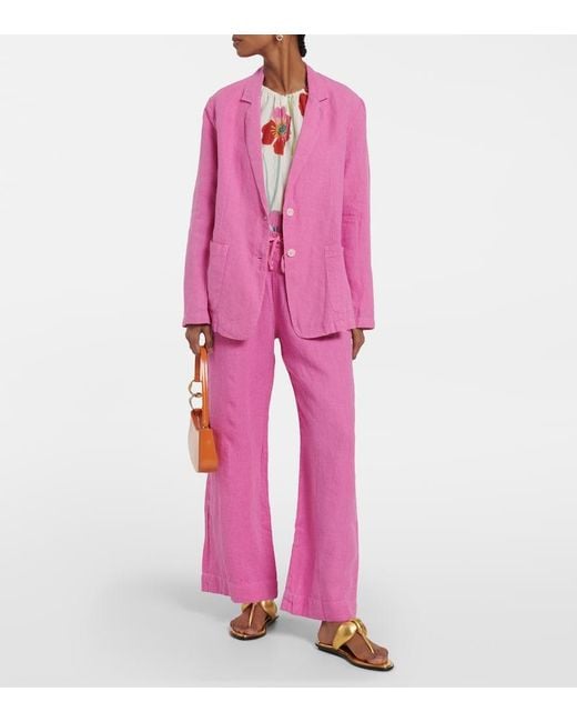 Velvet Pink Cassie Linen Blazer