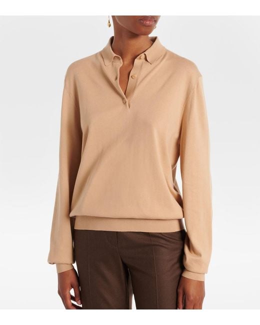 Loro Piana Brown Ice Wish Cotton Polo Sweater