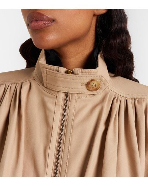 Chloé Natural Gathered Cropped Cotton Canvas Jacket