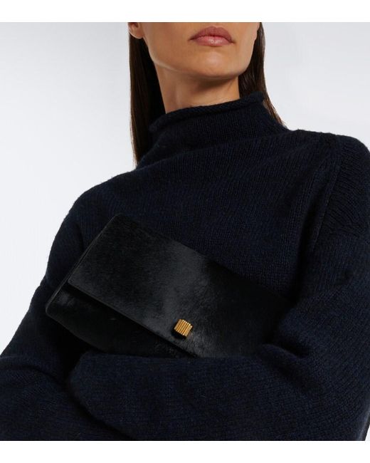 Khaite Black Audrey Medium Calf Hair Clutch