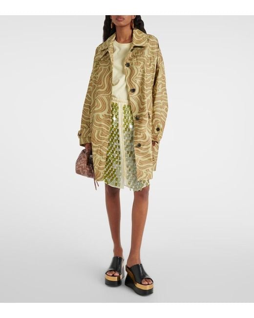 Dries Van Noten Green Printed Coat