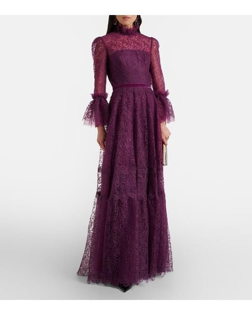 Costarellos Purple Lace Gown