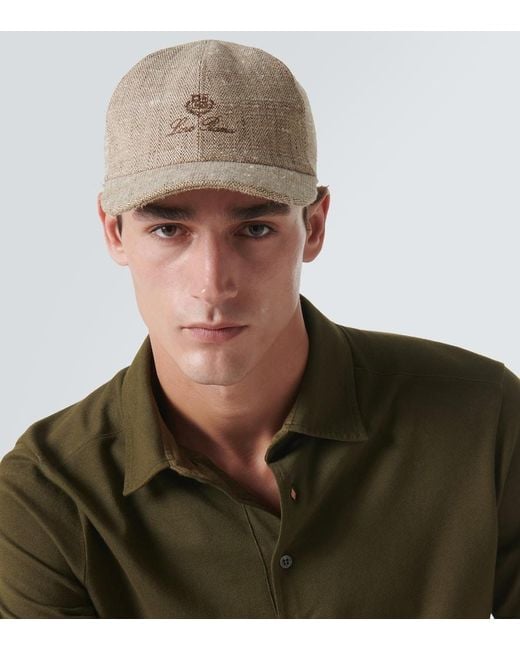 Gorra De Lino Y Seda Con Logo Loro Piana de hombre de color Natural