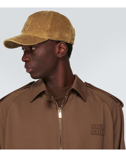 Gorra De Pana De Algodon Con Logo Miu Miu de hombre de color Natural