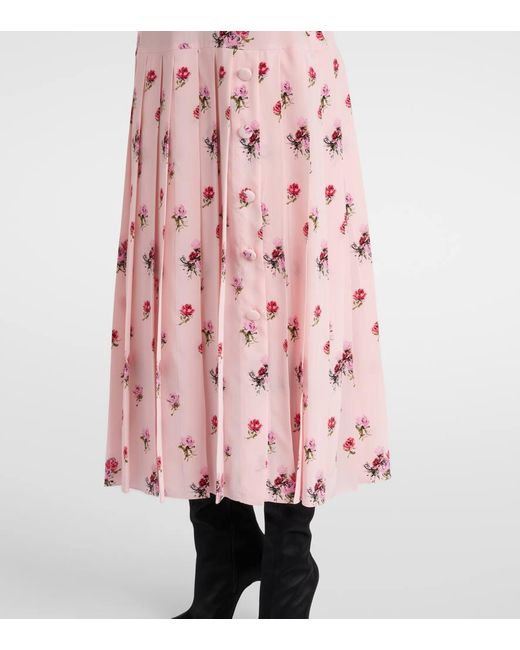 Alessandra Rich Pink Bedrucktes Midikleid Aus Seide