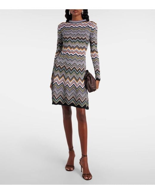 Abito Corto A Zig-Zag di Missoni in Gray