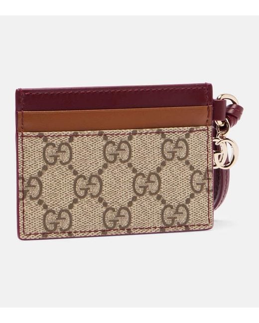 Gucci Brown Card Case With Double G And Dog