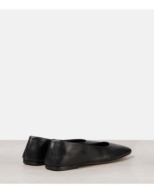 The Row Black Ballerinas Sqaure Aus Leder