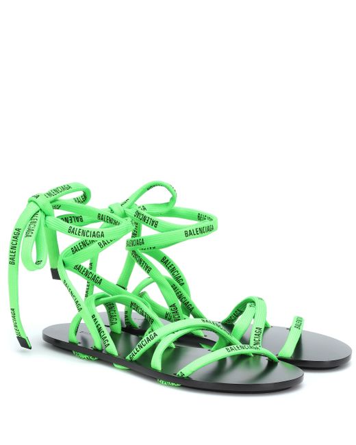 Balenciaga Green Lace-up Sandals