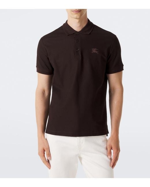 Burberry Black Ekd Cotton Pique Polo Shirt for men