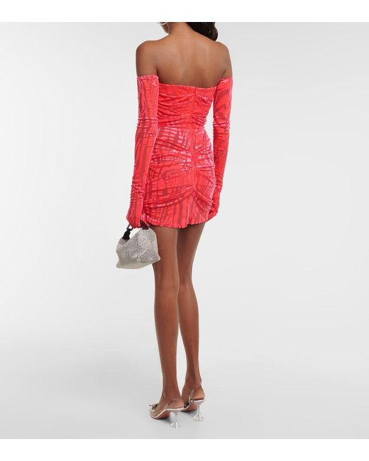 Alex Perry Red Colter Ruched Minidress