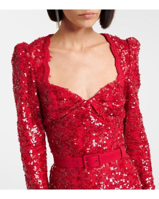 Rebecca Vallance Red X Nicky Hilton Leyla Sequined Midi Dress