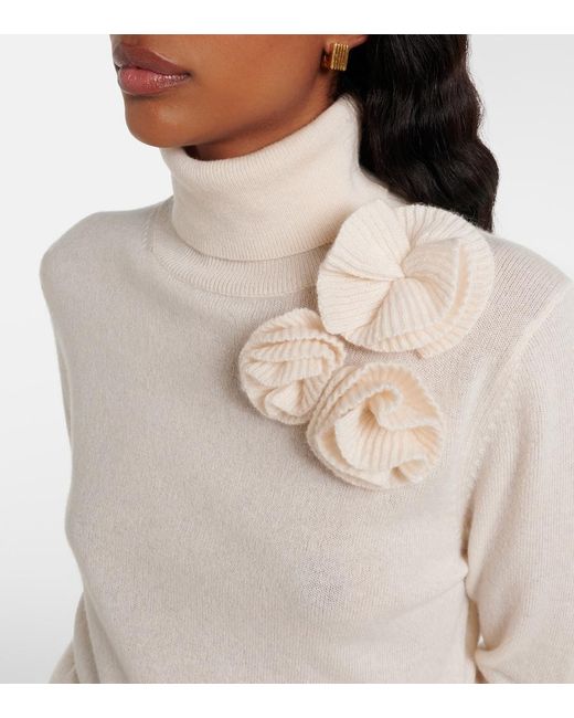 Jardin Des Orangers White Floral-Applique Wool And Cashmere Sweater
