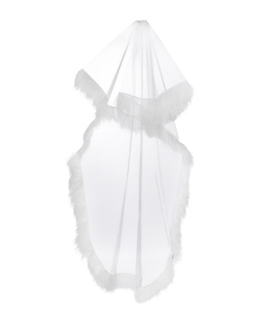 Christopher Kane White Feather-trimmed Tulle Veil