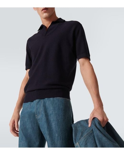 Loro Piana Polohemd Walkery Aus Baumwolle Und Seide in Blue für Herren