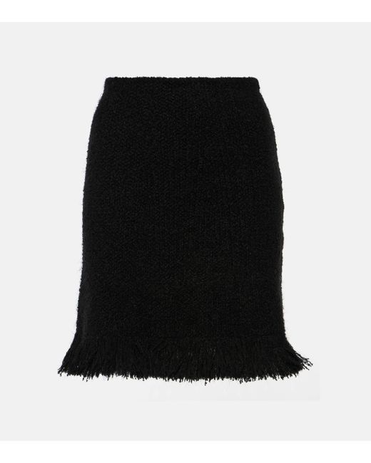 Chloé Black High-rise Fringed Wool-blend Miniskirt