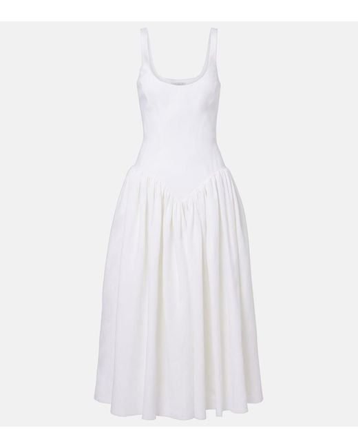 Gabriela Hearst White Naia Linen Midi Dress