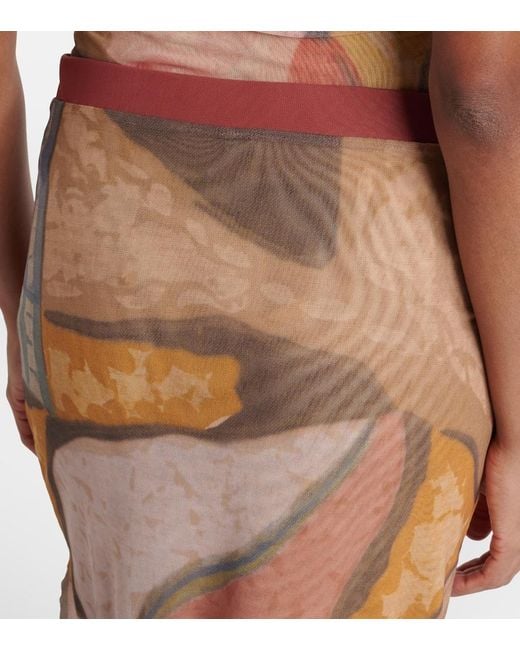 Sir Brown Printed Mesh Maxi Skirt