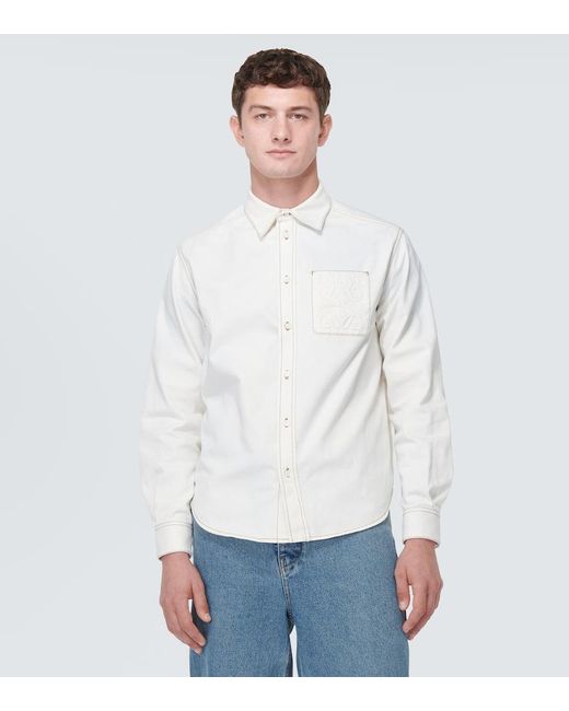 Loewe White Anagram Denim Shirt for men