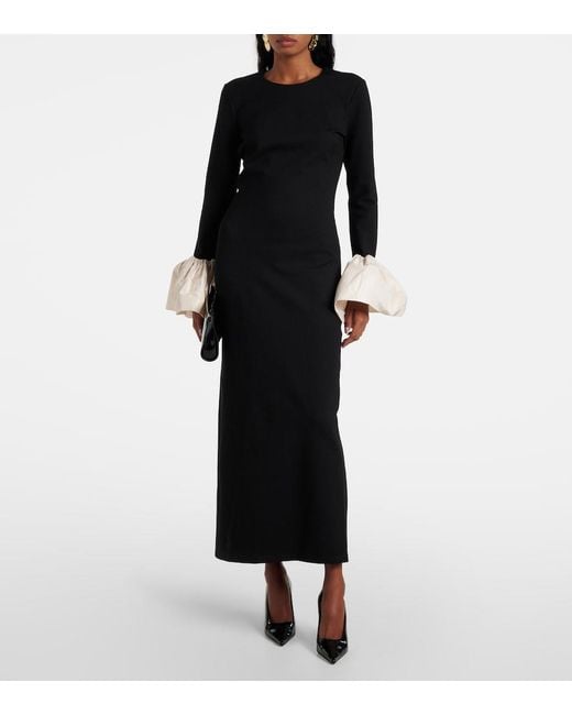 Staud Black Hawthorne Taffeta-Trimmed Maxi Dress