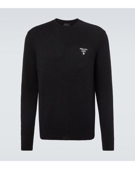 Pull En Cachemire A Logo Prada pour homme en coloris Black
