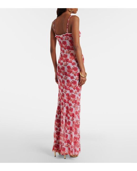 Bananhot Pink Solay Floral Lace-Trimmed Maxi Dress
