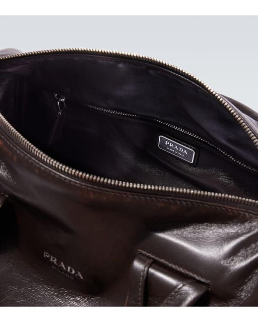 Prada Black Small Leather Duffel Bag for men