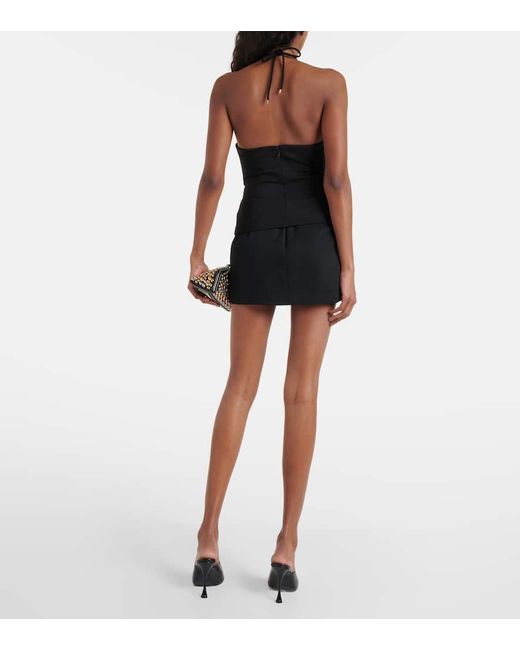 Area Black Crystal-Embellished Halterneck Top