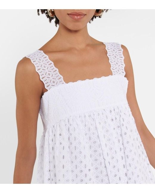 Tory Burch White Cotton Broderie Anglaise Minidress