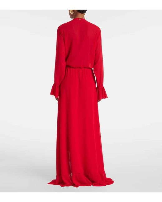 Bananhot Red Bellen Ruffled Maxi Dress