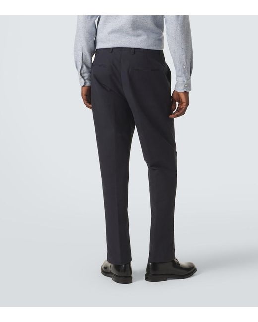 Umit Benan Blue Matt Cotton-Blend Straight Pants for men