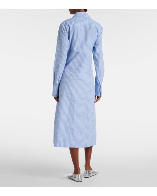 Jil Sander Blue Pinstripe Cotton Shirt Dress