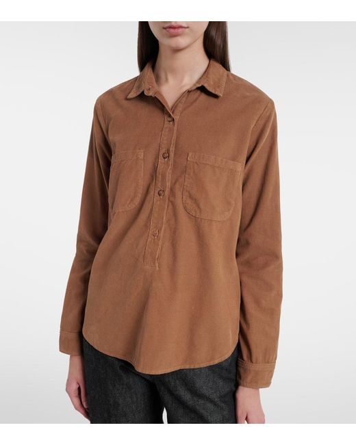 Velvet Brown Arielle Cotton Corduroy Shirt