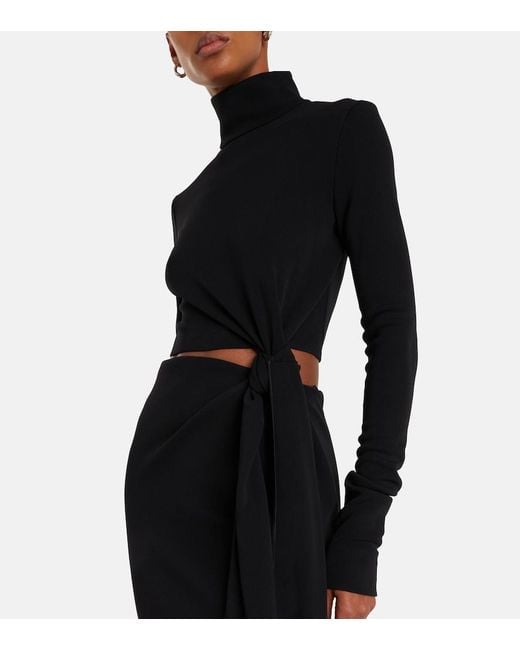 Sportmax Black Cutout Jersey Maxi Dress