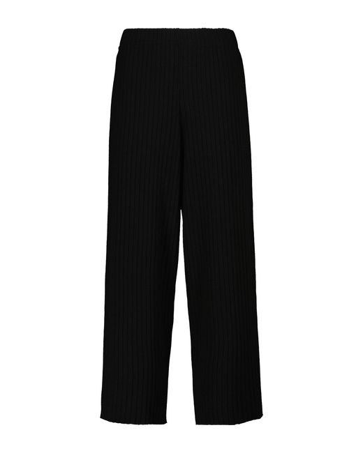 Vince Black Ribbed-knit Cotton-blend Pants