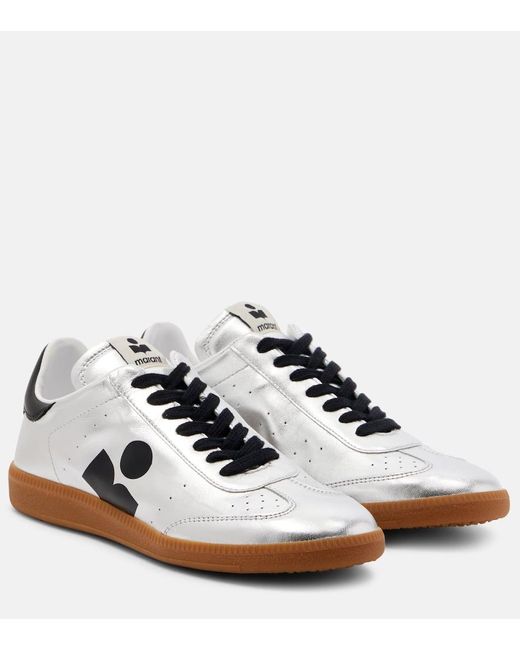 Isabel Marant White Kaycee Metallic Leather Sneakers