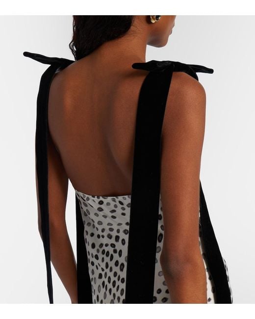 Nina Ricci White Polka-Dot Satin Midi Dress