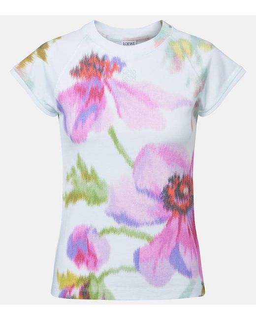 T-Shirt En Coton Melange A Fleurs Loewe en coloris Pink