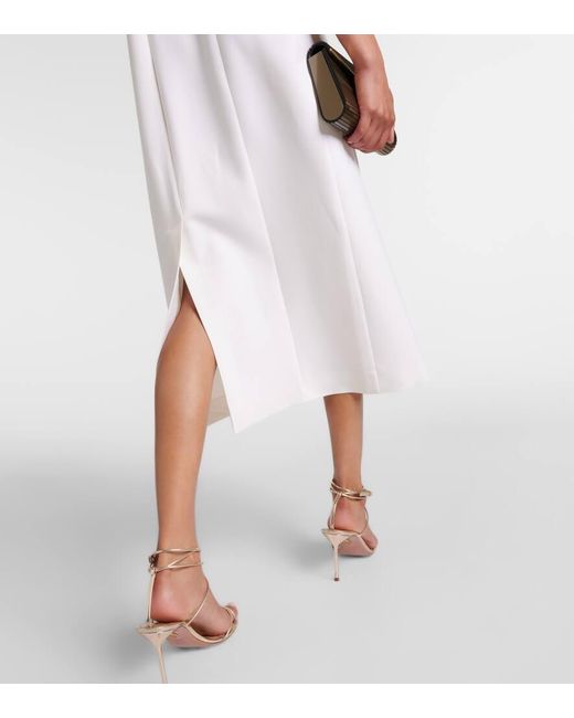Oscar de la Renta White Lace-trimmed Wool-blend Midi Dress