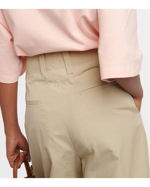 Bottega Veneta Natural Weite High-Rise-Hose Aus Baumwolle Und Seide