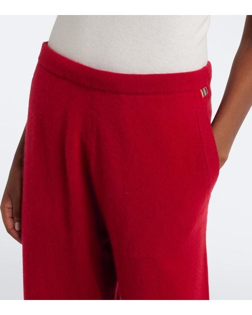 Extreme Cashmere Red N°320 Rush Cashmere-Blend Wide-Leg Pants