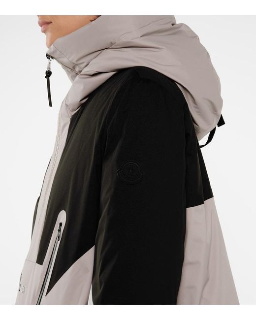 Moncler Gray Iberis Hooded Half-Zip Down Jacket