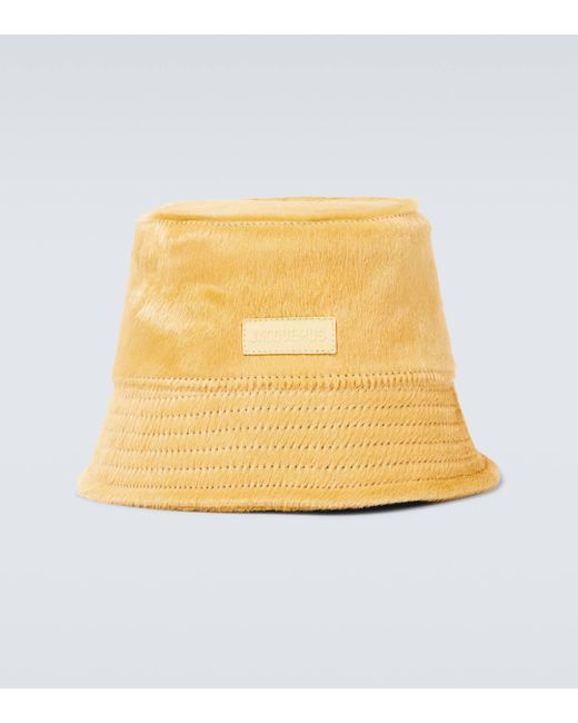 Jacquemus Yellow Le Bob Sperone Calf Hair Bucket Hat for men