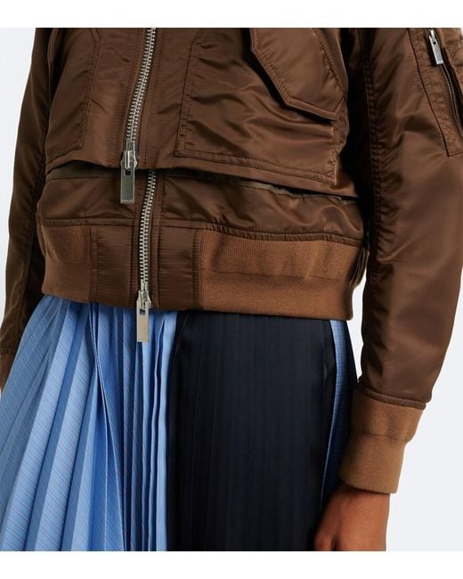 Sacai Brown Layered Technical Bomber Jacket