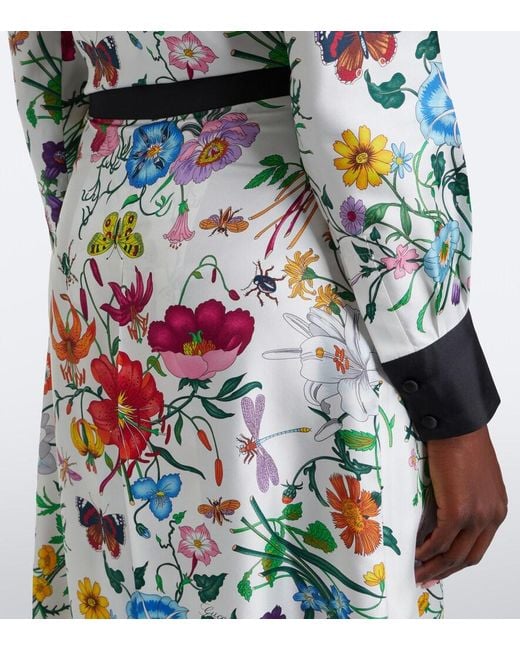 Gucci White Flora Silk Twill Culottes