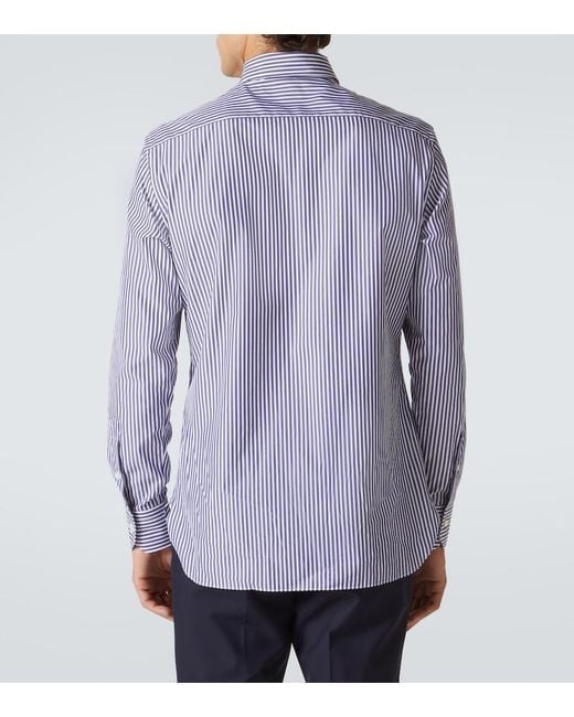 Zegna Blue Striped Cotton Shirt for men
