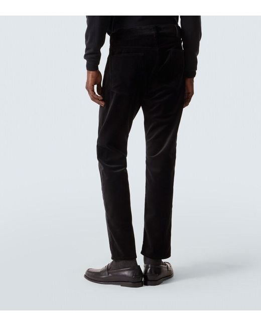 Ralph Lauren Black Mid-Rise Cotton Velvet Slim Pants for men