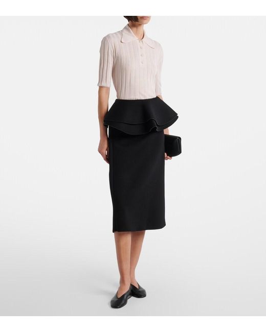 Plan C Black Ruffled Midi Skirt