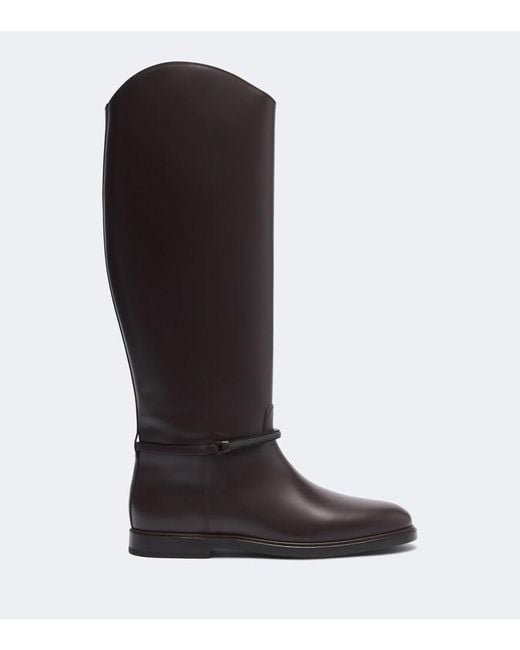 Brunello Cucinelli Black Monili Leather Knee-High Boots